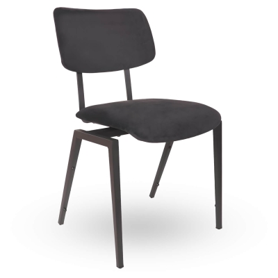 Stapelbare-Schoolstoel-URBAN-Zwart-Velvet-Fluweel