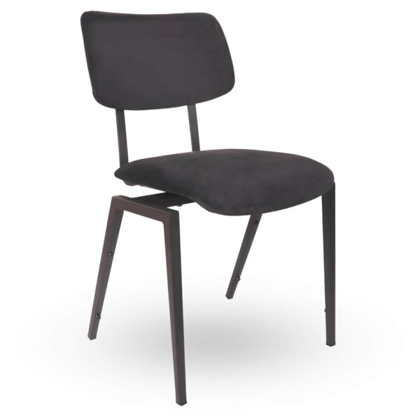 Stapelbare-Schoolstoel-URBAN-Zwart-Velvet-Fluweel