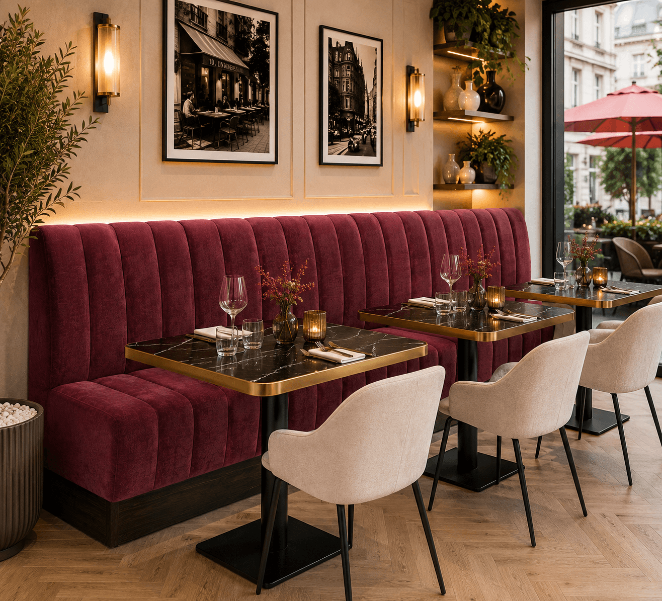 Horeca-Eetbank-SAFRAN-Bordeuax-Velvet-Fluweel-Set Horeca-Eetbank-SAFRAN-Bordeuax-Velvet-Fluweel-Set
